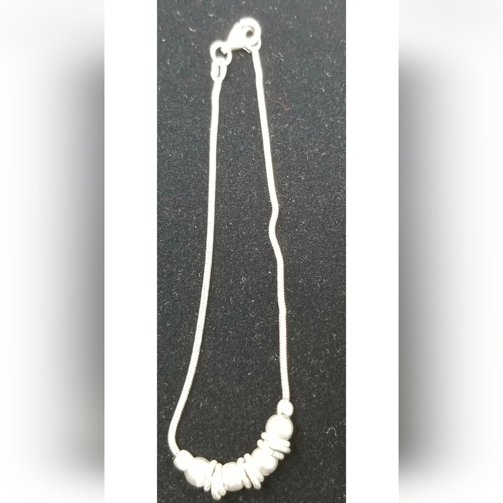 Sterling Silver Bracelet With Beads 7.5"